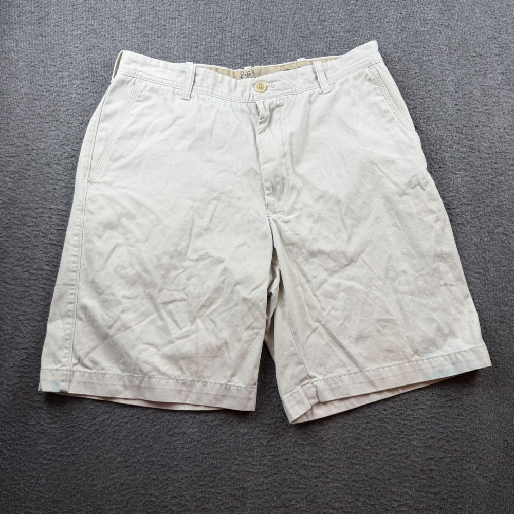 Izod Chino Shorts Men's 34 Beige Saltwater Flat Front Cotton Casual